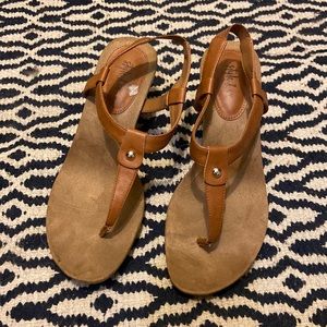 Brown Wedge Flip Flop w/ankle strap